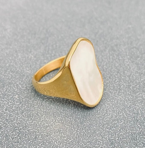 Iridescent Shell Gold Ring