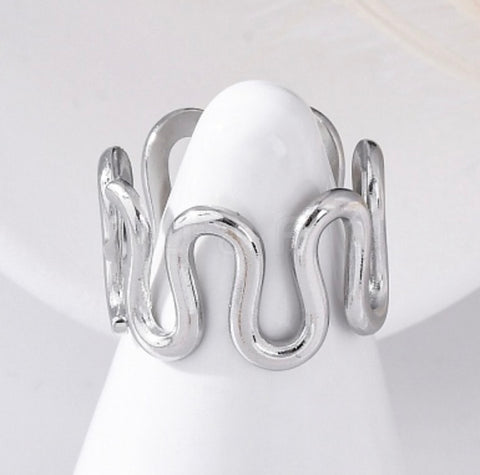 Wavy Silver Wrap Ring