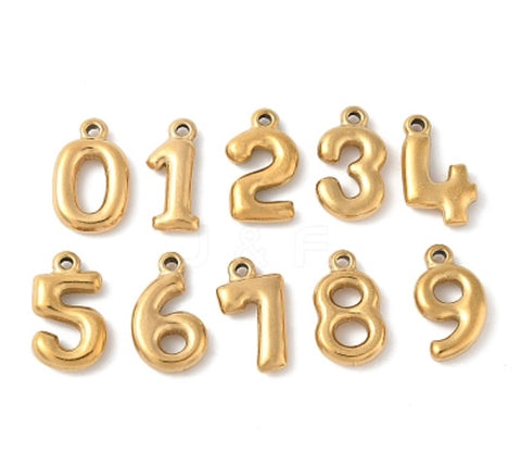 Gold Bubble Numbers Charm