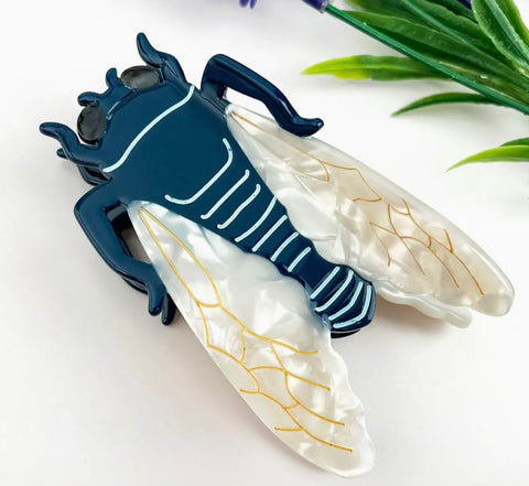 Jumbo Cicada Patchwork Hair Claw Clip