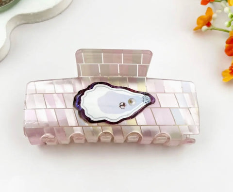 Iridescent Oyster Shell Hair Claw Clip