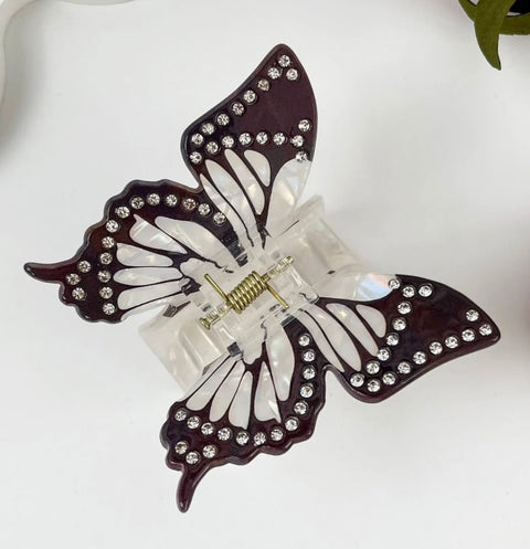 Bedazzled Black Butterfly Hair Claw Clip