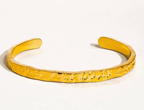 Bastien Gold Textured Thin Bangle