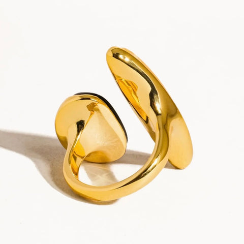 Christophe Gold Vintage Black Agate Stone Ring