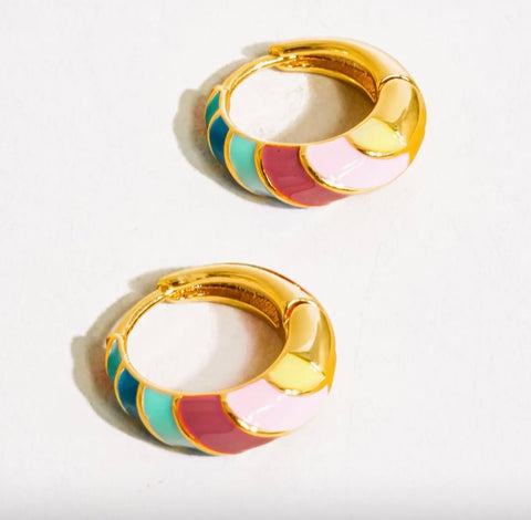 Paloma Gold Colorful Striped Hoop Earring