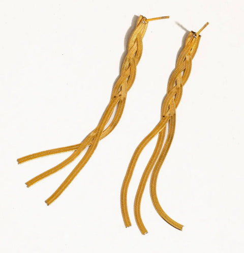 Zed 18K Gold Non-Tarnish Braided Tassel Earring