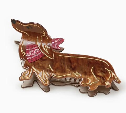 Bandana Adorned Dachshund Hair Claw Clip
