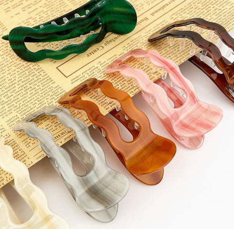 Wavy Minimalist Alligator Barrette, U-Shaped Side Hair Clip
