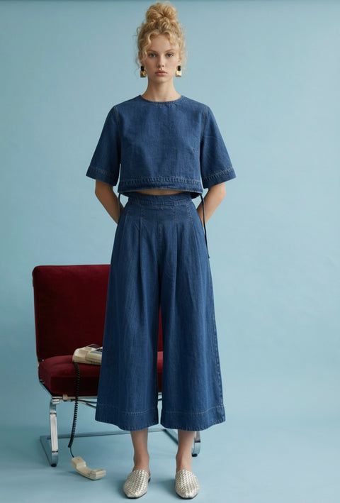 Denim Cropped Boxy Top