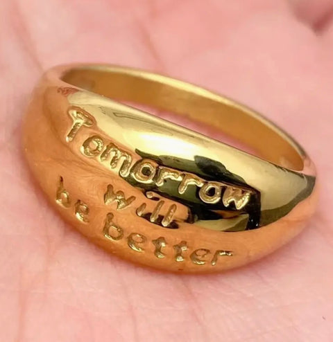 'Tomorrow Will Be Better' 18K Gold Plated Ring
