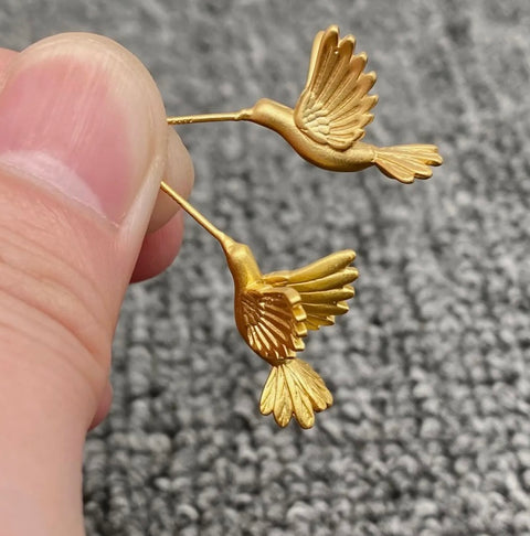 18K Gold Plated Hummingbird Ear Studs