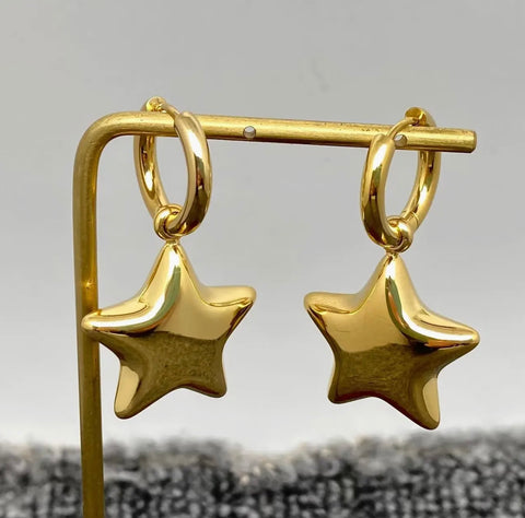 Glossy Star Charm Huggie Earrings