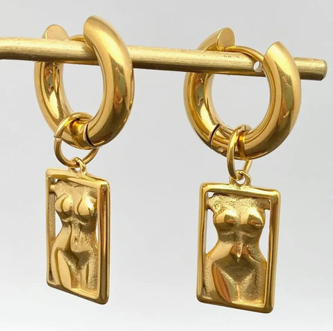 Women Body Cahrm Huggie Earrings