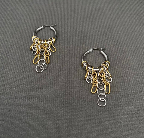 Chain Fringe Hoop Earrings