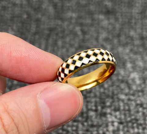 Black and White Grid Ring