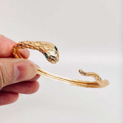 Green-Eyed Snake Cuff