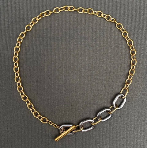 Two Tone 18K Gold Plated Stainless Steel Necklace