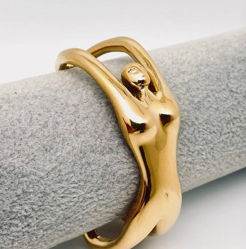 Woman Body 18K Gold Plated Stainless Steel Cuff