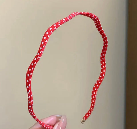 Polka Dot Wavy Skinny Head Band- Options