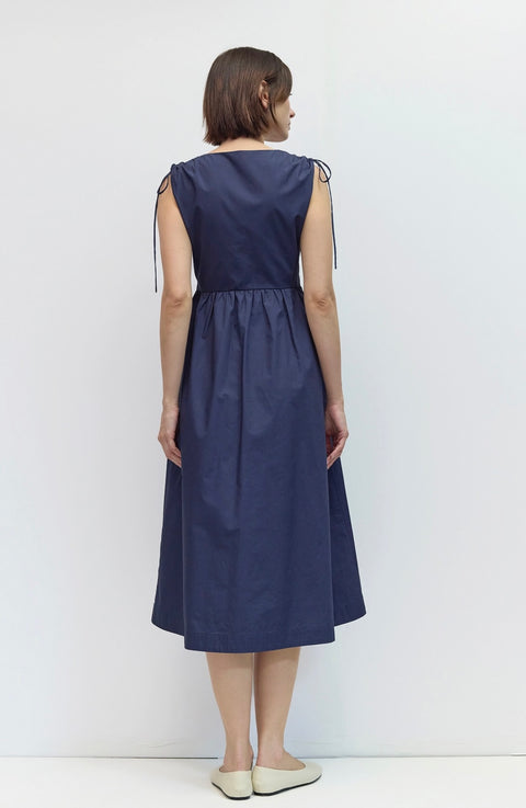 The Adelyn Dress | V Neck Poplin Midi Dress