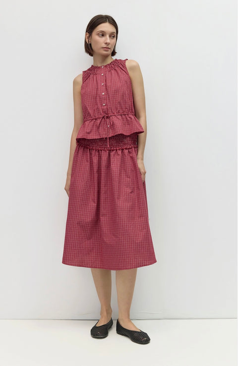 The Camryn Skirt | Plaid Smocked Waist Midi Skirt