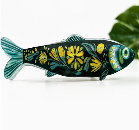 Green Sardine Hair Claw Clip