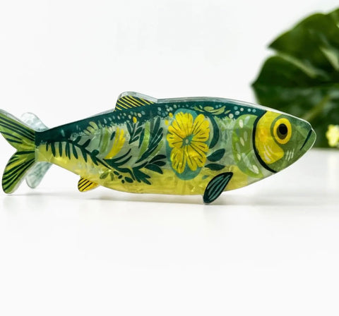Green Sardine Hair Claw Clip
