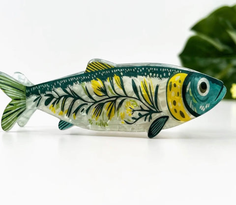 Green Sardine Hair Claw Clip