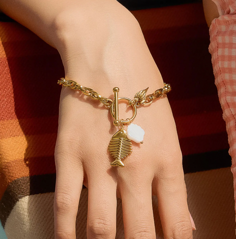 FishBone 18K Gold Shell Chain Bracelet