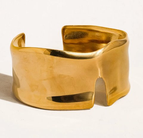 Gold 18K Abstract Bold Bangle Bracelet