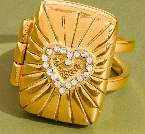 Gold Heart Locket Ring