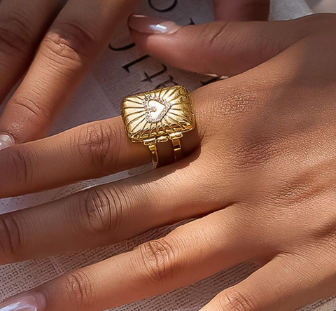 Gold Heart Locket Ring