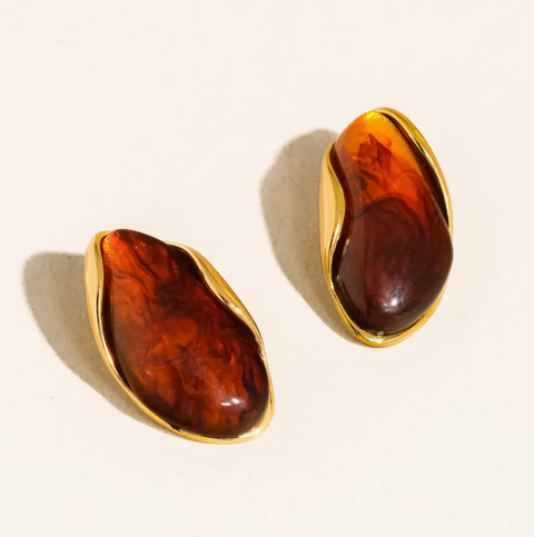 Maélie Gold Resin Drop Earrings