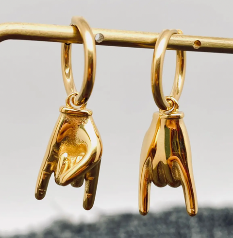 Rock & Roll Gold Plated Huggie Earring