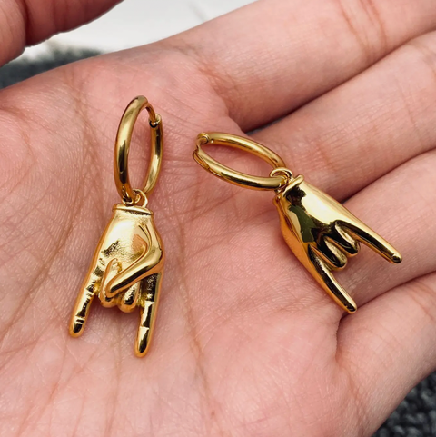 Rock & Roll Gold Plated Huggie Earring