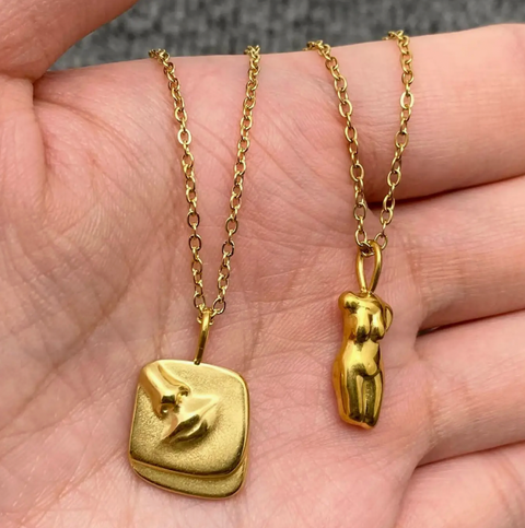 Abstract Face & Body Charm Necklace