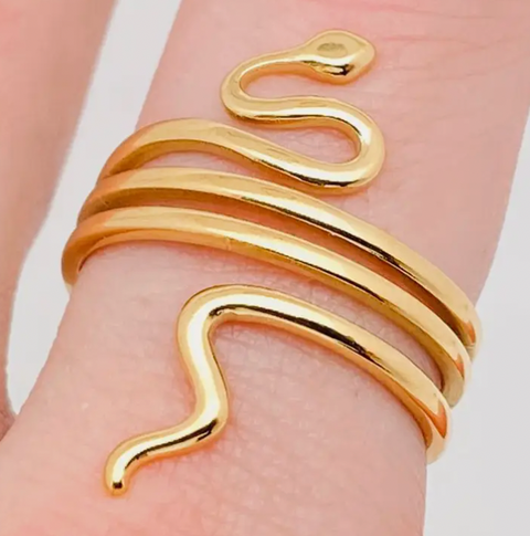 Snake 18K Gold Plated Stainless Steel Adjustable Ring