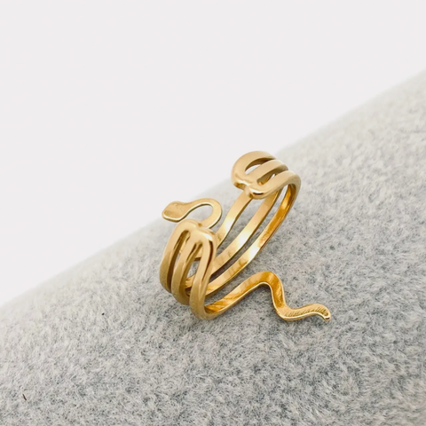 Snake 18K Gold Plated Stainless Steel Adjustable Ring