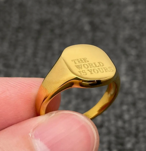 THE WORLD IS YOURS 18K Gold Ring-SIZE 8