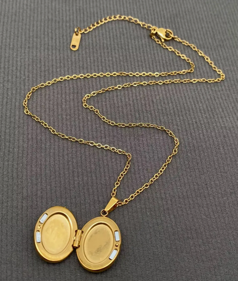 Star Moon Locket Charm 18K Golden S.Steel Necklace