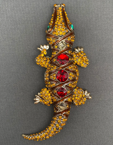 Big Size Rhinestone Crocodile Brooch