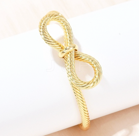 Gold Plated Rope Bow Knot Bangle Bracelet