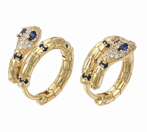 Bedazzle Double Spiral Snake Huggie Hoop Earrings-options