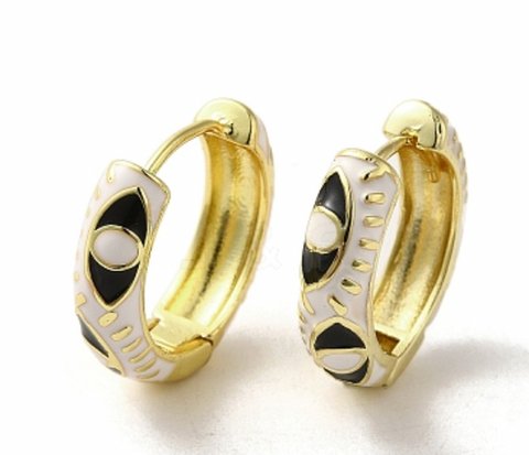 Black/White Eye Huggie Earrings