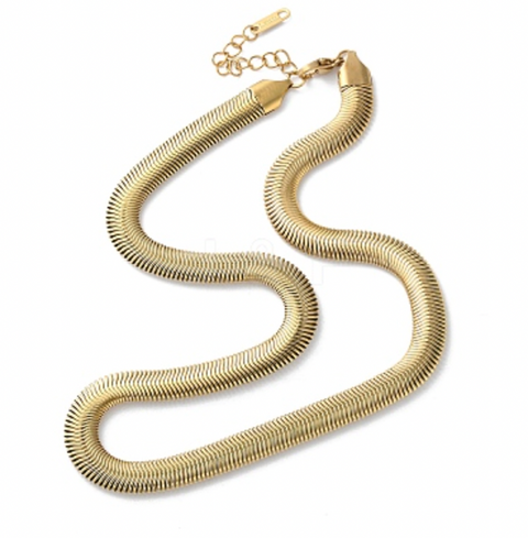 Gold Thick Flat Chain Necklace