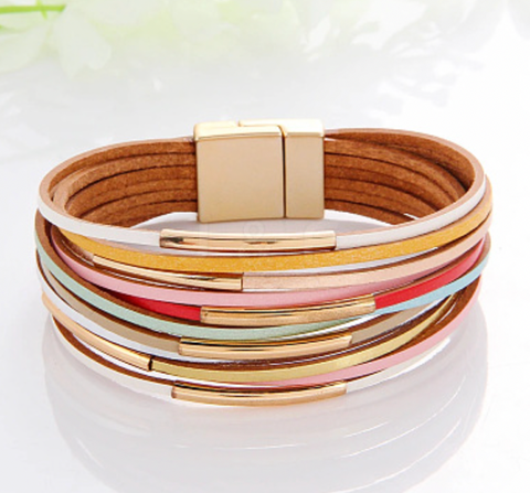 Rainbow Strand Bracelet with Magnetic Closure
