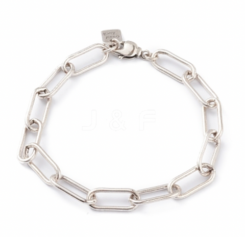 Thick Silver Paper Clip Chain Bracelet