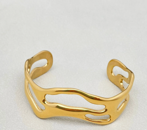 Irregular 18K Gold Plated Stainless Steel Hollow Cuff