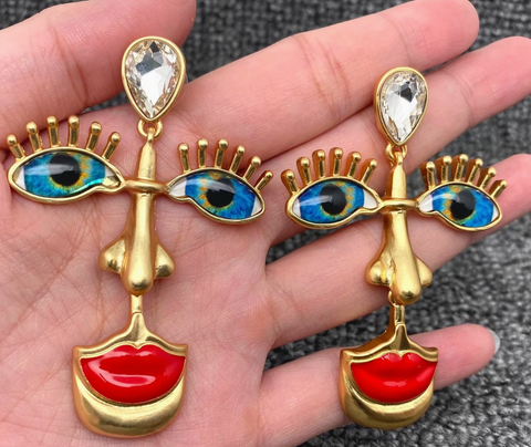 Lipstick Face Earrings