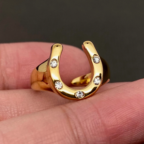 Horseshoe Ring with Rhinestone inlay